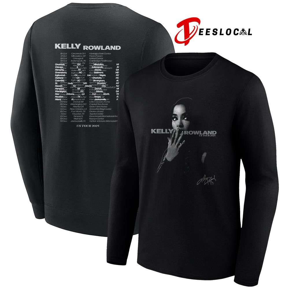 Kelly Rowland US Tour black and white photo tour dates signature portrait shirt