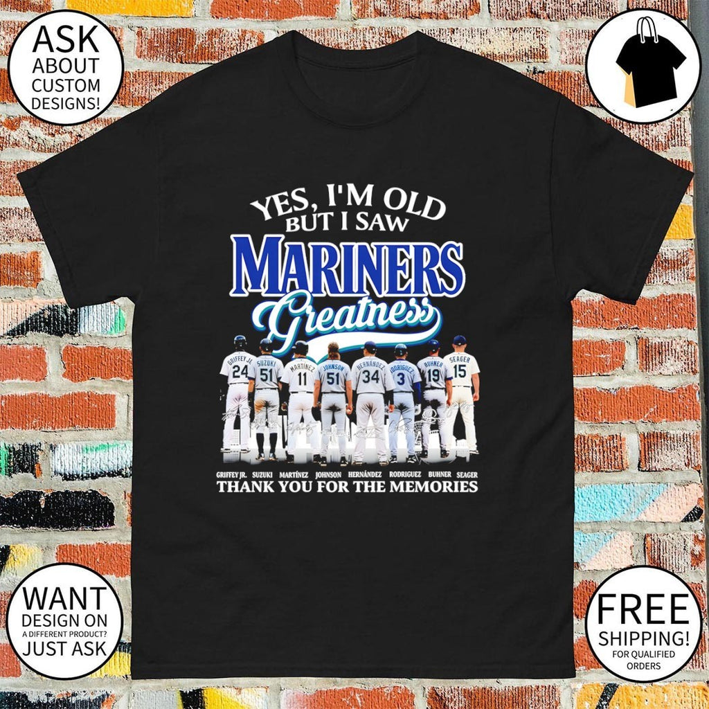 Ken Griffey Jr. Ichiro Suzuki and Randy Johnson Seattle Mariners Baseball signatures shirt