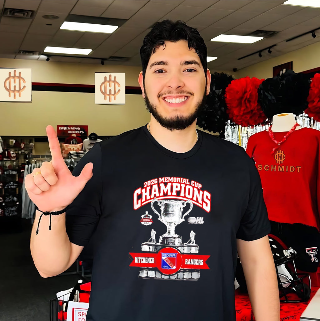 Kitchener Rangers 2026 Memorial Cup Champions trophy shirt