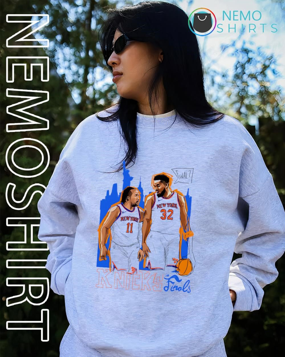 Knicks players Jalen Brunson and Karl-Anthony Towns Knicks in Finals shirt