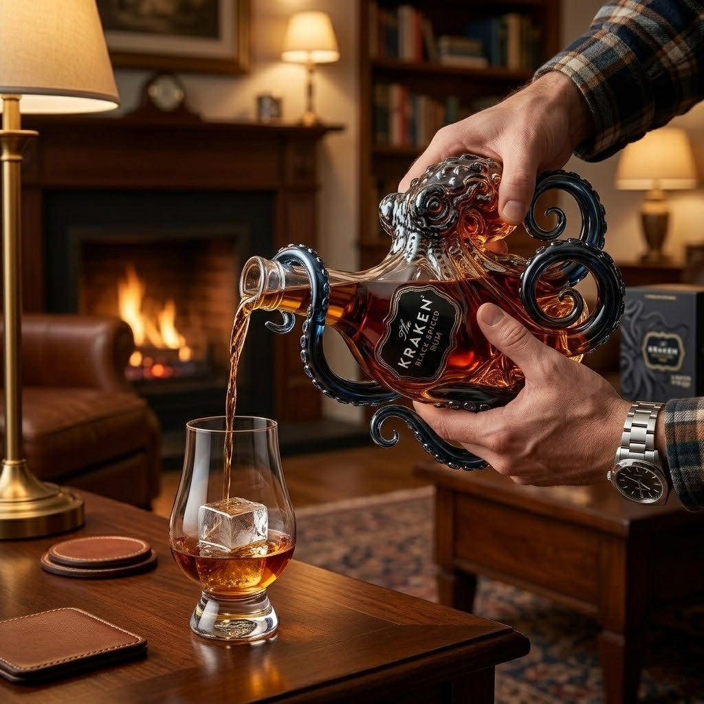 The Kraken Black Spiced Rum Octopus Whiskey Decanter