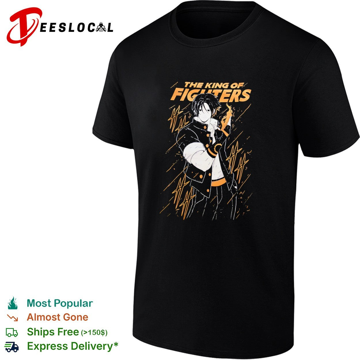 Kyo Kusanagi The King of Fighters Action Video Game Series Orange Flame shirt