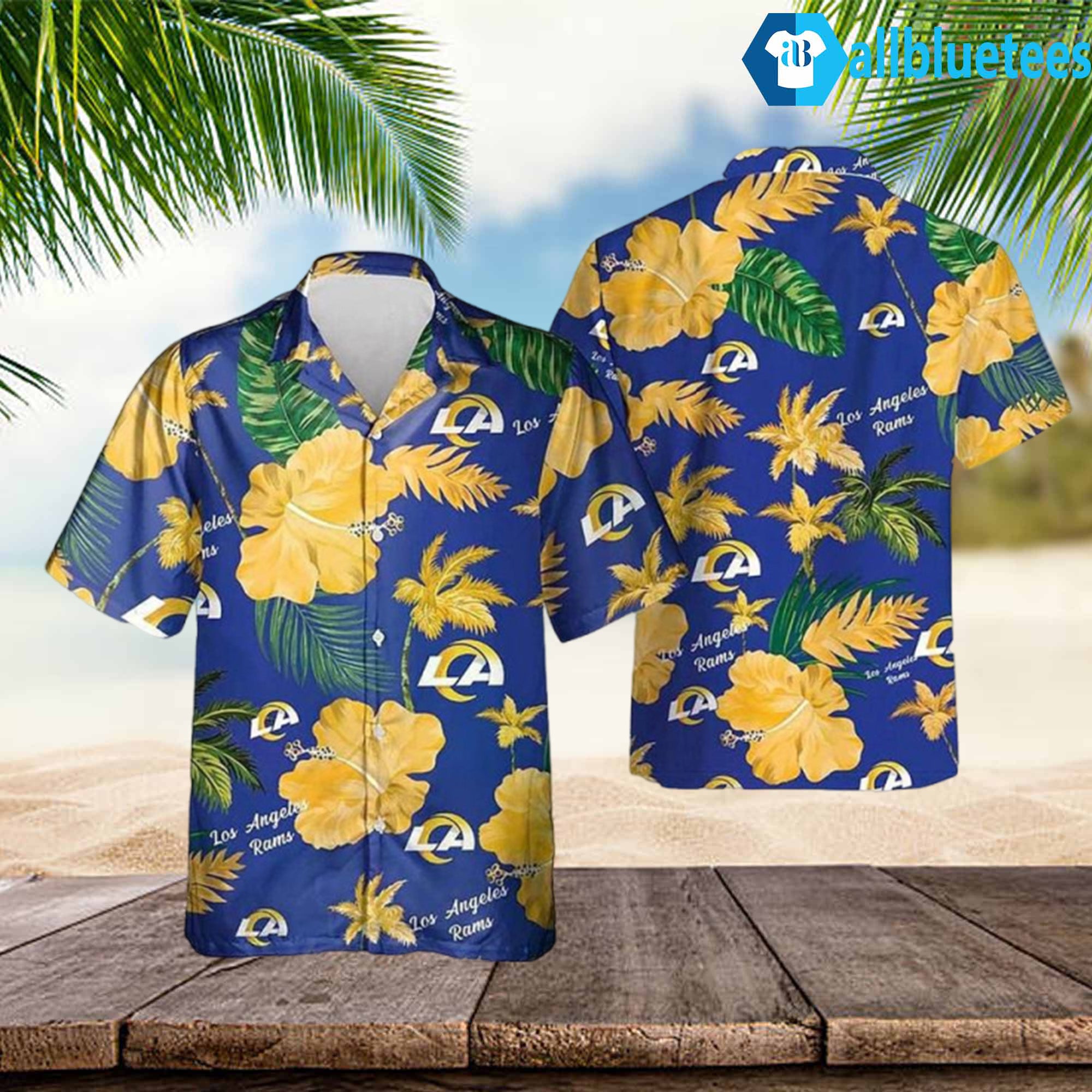 LA Rams Hibiscus Hawaiian Shirt