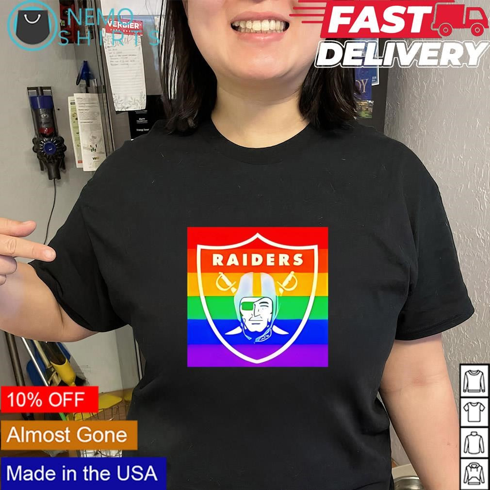Las Vegas Raiders Pride Rainbow LGBTQ inclusion logo shirt