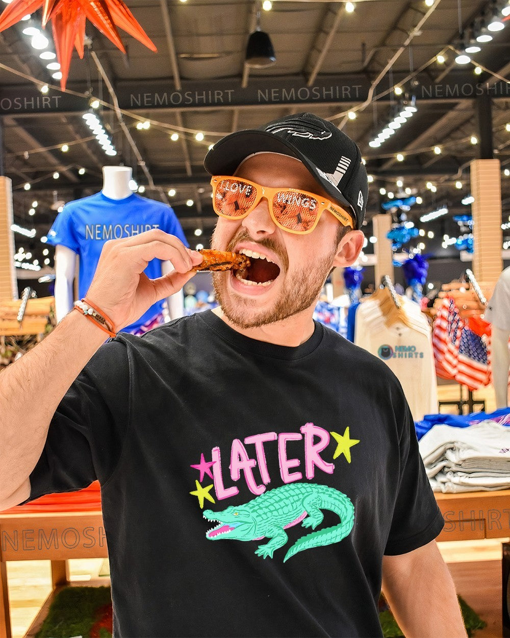 Later Alligator Crocodile stars graphic shirt
