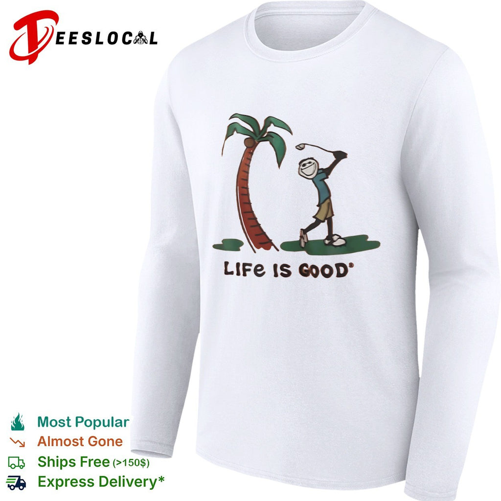 Life is good golf stick figure palm tree shirt