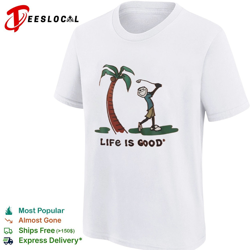Life is good golf stick figure palm tree shirt