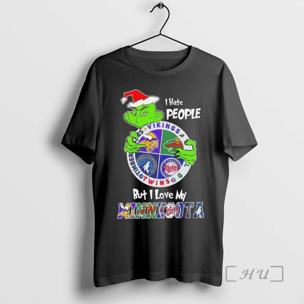 Limited Edition Grinch I Hate People But I Love My Minnesota Sports Teams Christmas