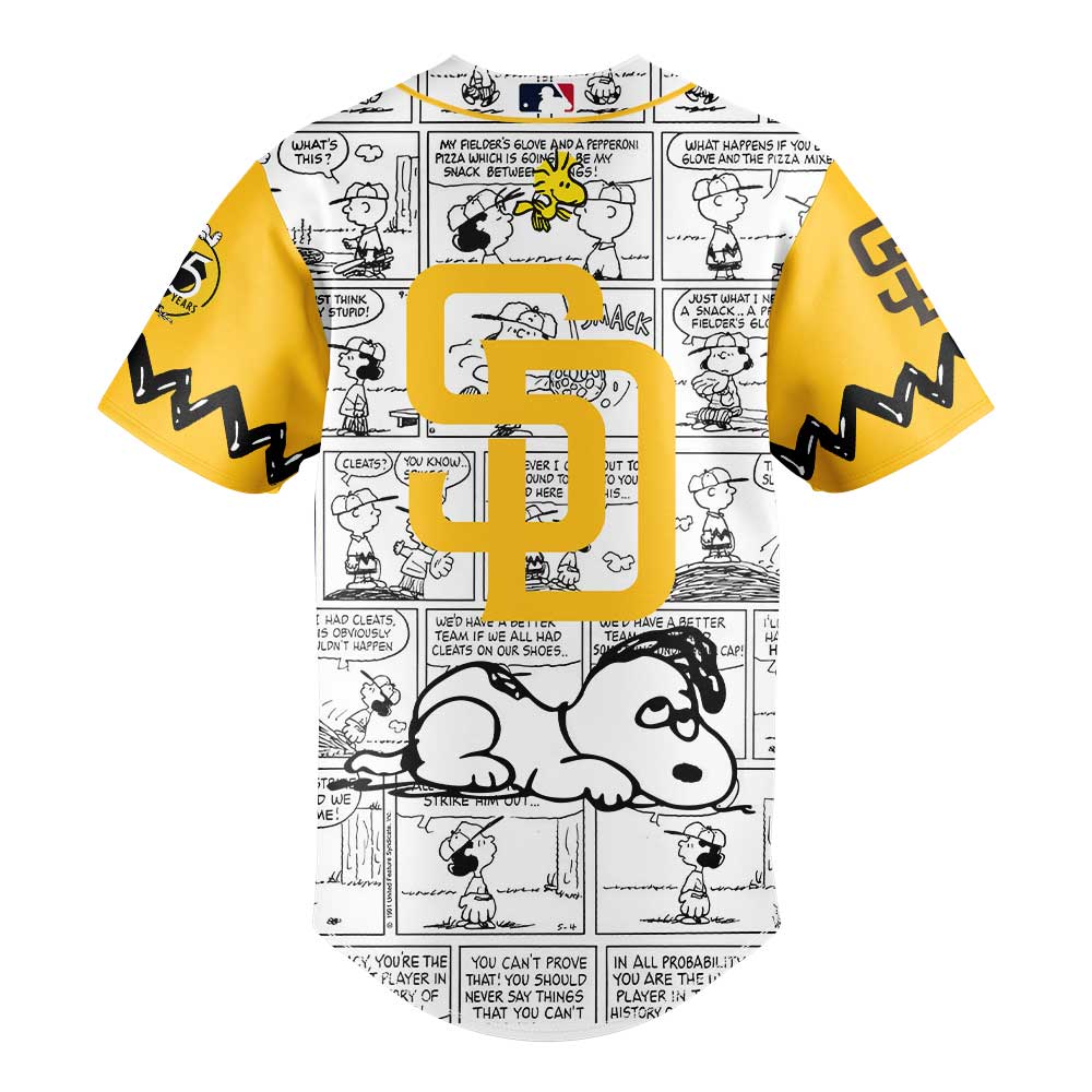 Limited Edition San Diego Padres 75th Anniversary Of Peanuts Plus Jersey