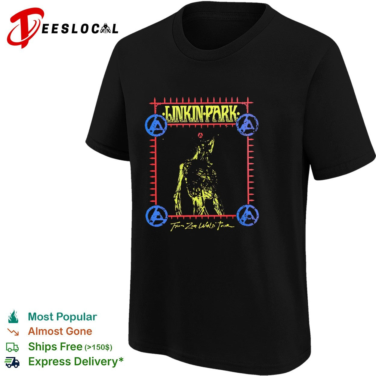 Linkin Park From Zero World Tour anatomy skeleton concert tour shirt
