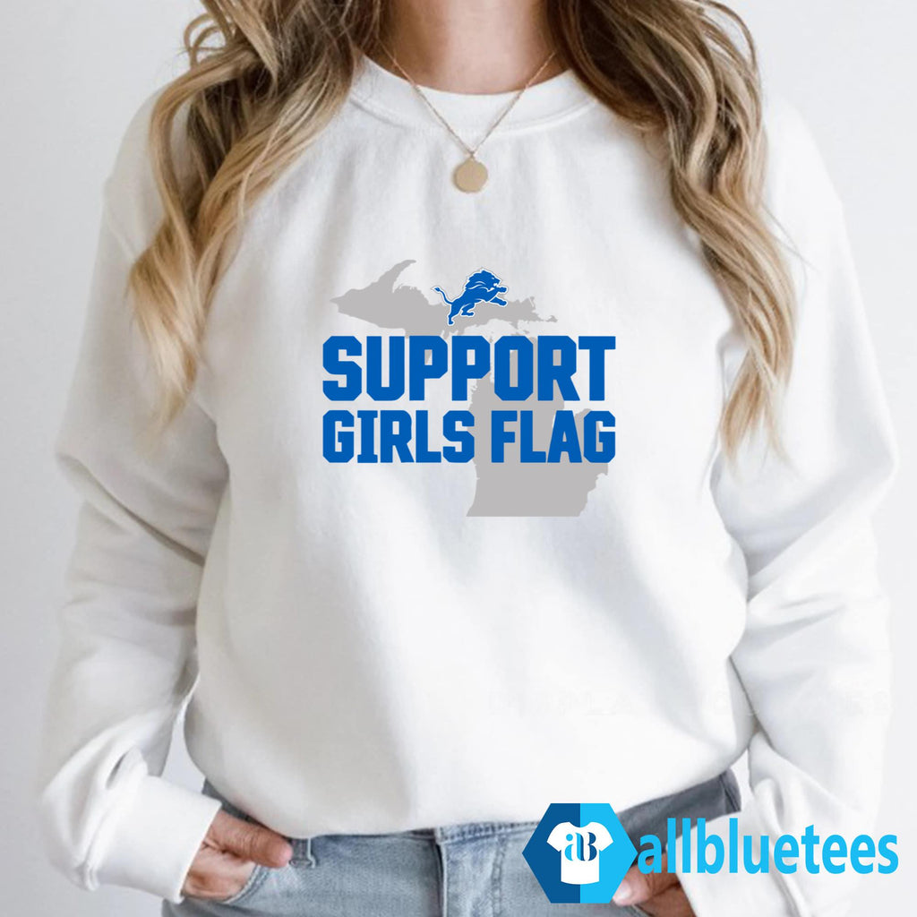 Lions Support Girls Flag Shirt