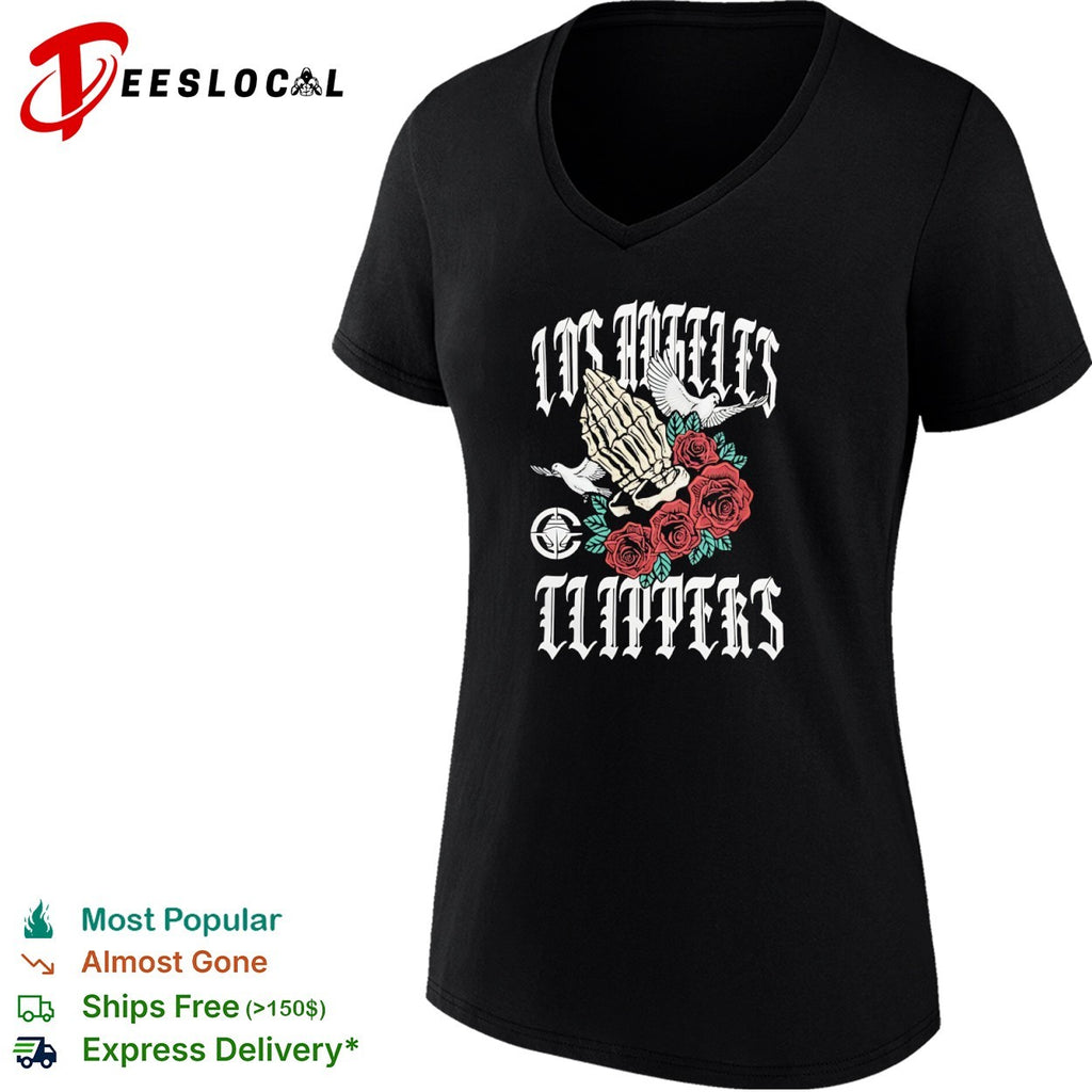 Los Angeles Clippers Praying Skeleton Hands Roses Doves shirt