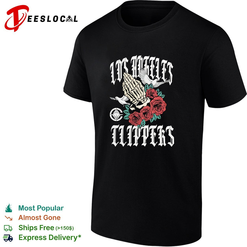 Los Angeles Clippers Praying Skeleton Hands Roses Doves shirt
