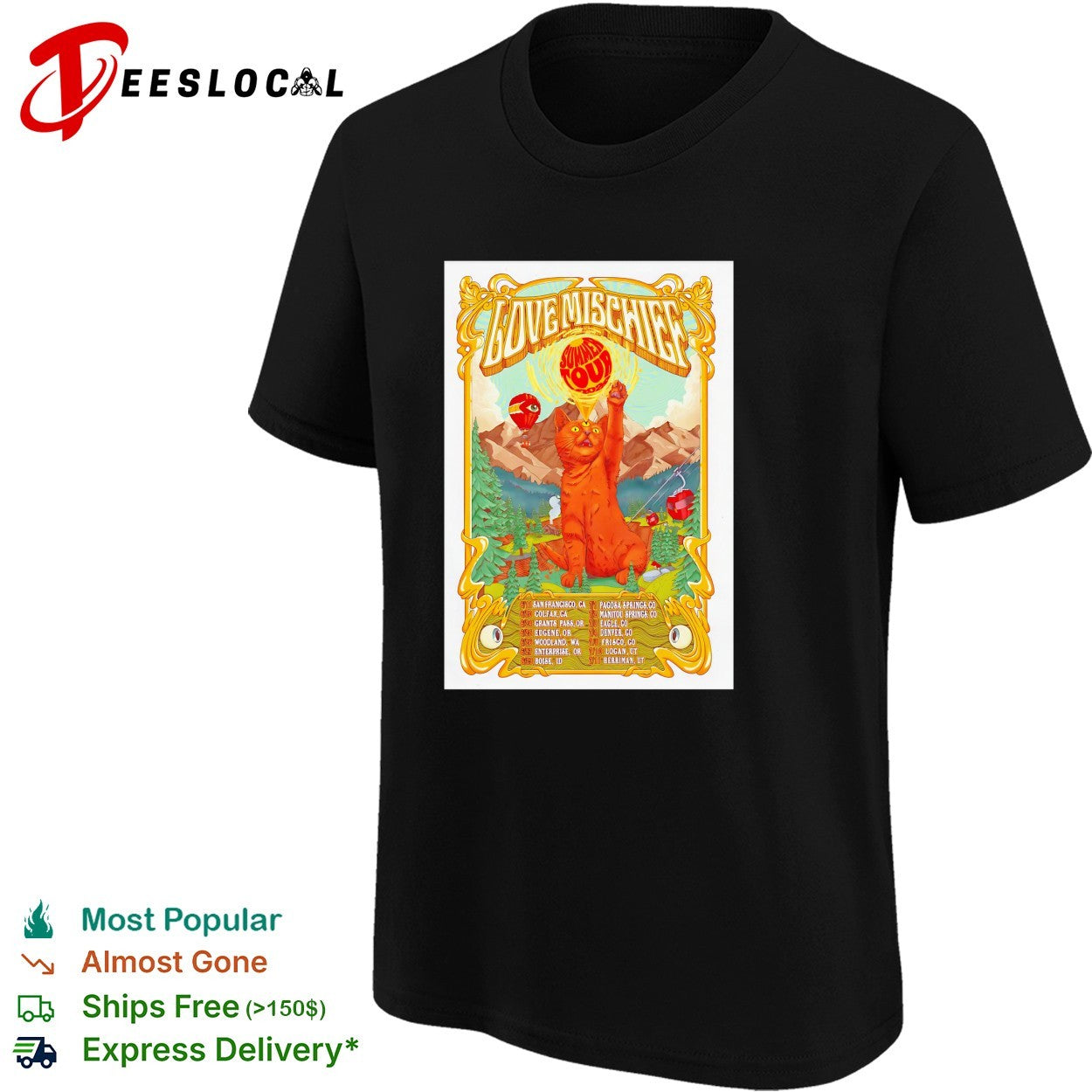 Love Mischief summer tour cat shirt