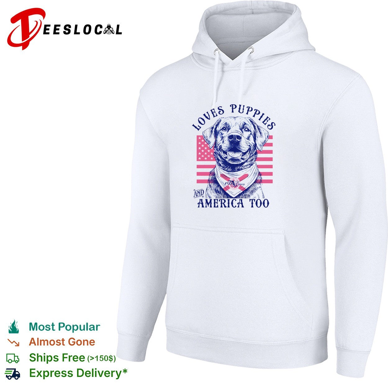 Loves puppies and America too Labrador shirt