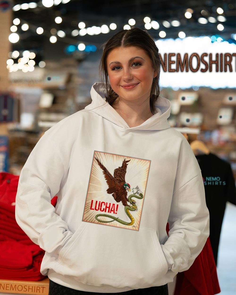 Luchando Mexican eagle mask holding snake shirt