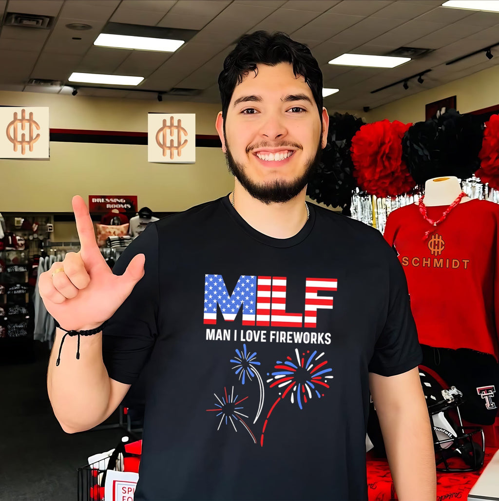 MILF man I love fireworks graphic shirt