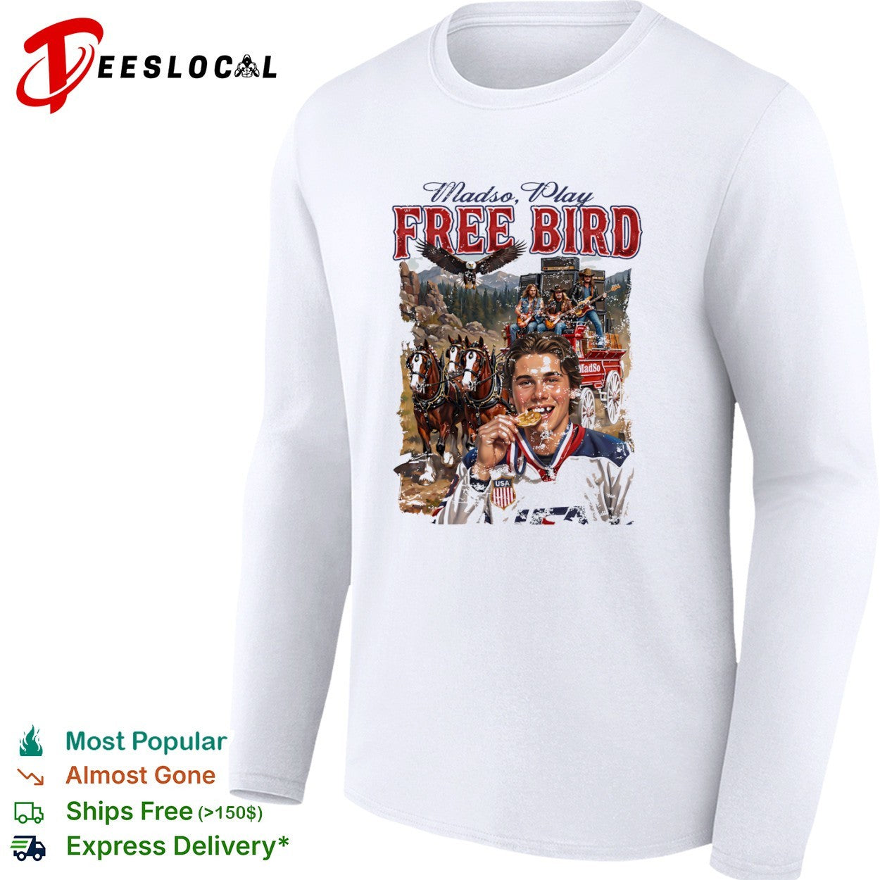 Madso play Free Bird USA hockey player shirt