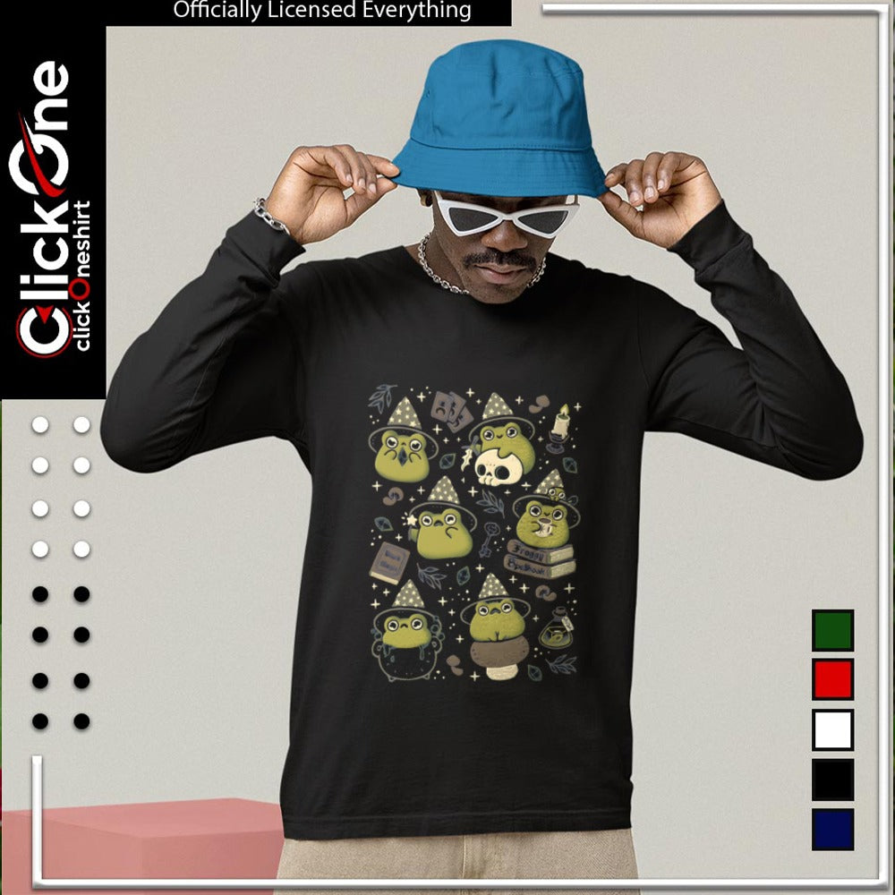 Magic Froggy Spellbook Green Frogs Wearing Wizard Hats shirt