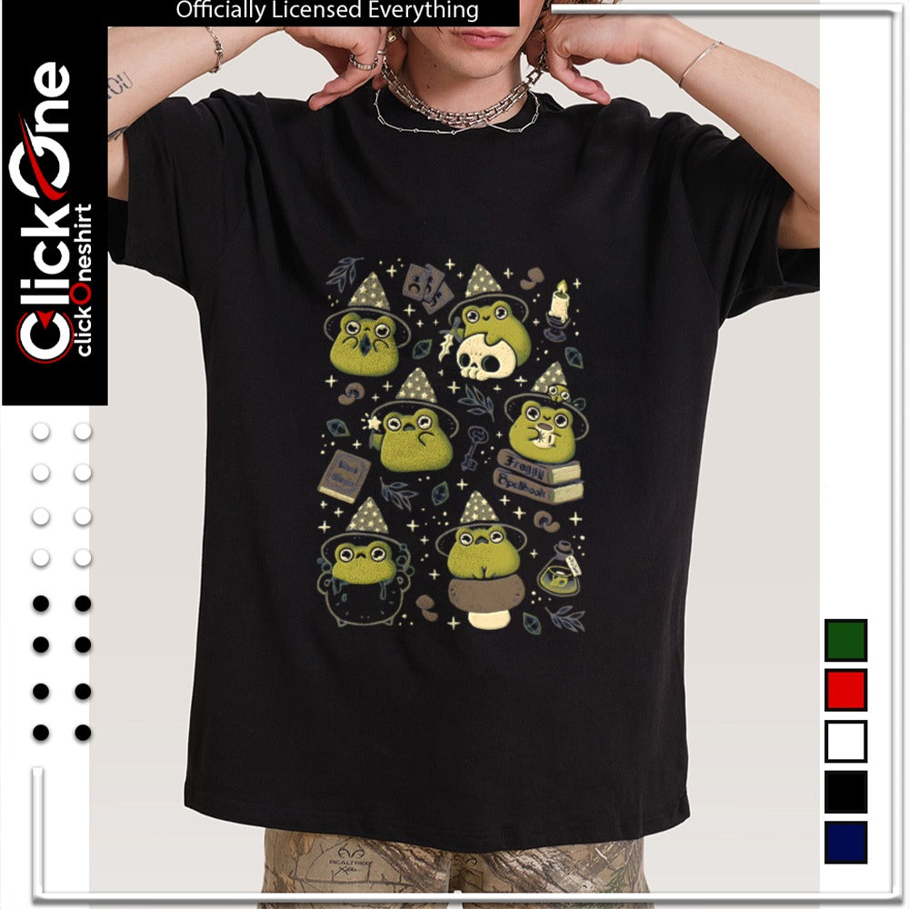 Magic Froggy Spellbook Green Frogs Wearing Wizard Hats shirt