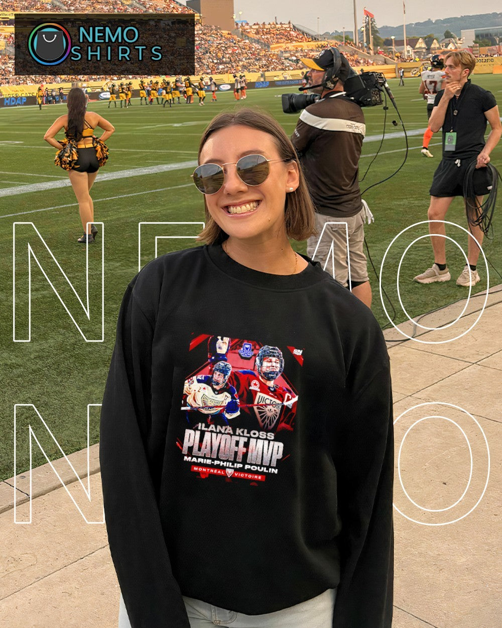 Marie-Philip Poulin forward Montreal Victoire Ilana Kloss Playoff MVP victoire shirt
