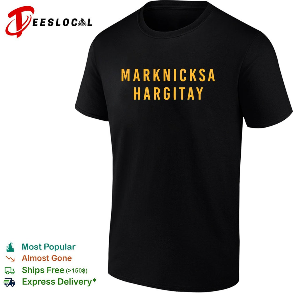 Marknicksa Hargitay golden text shirt