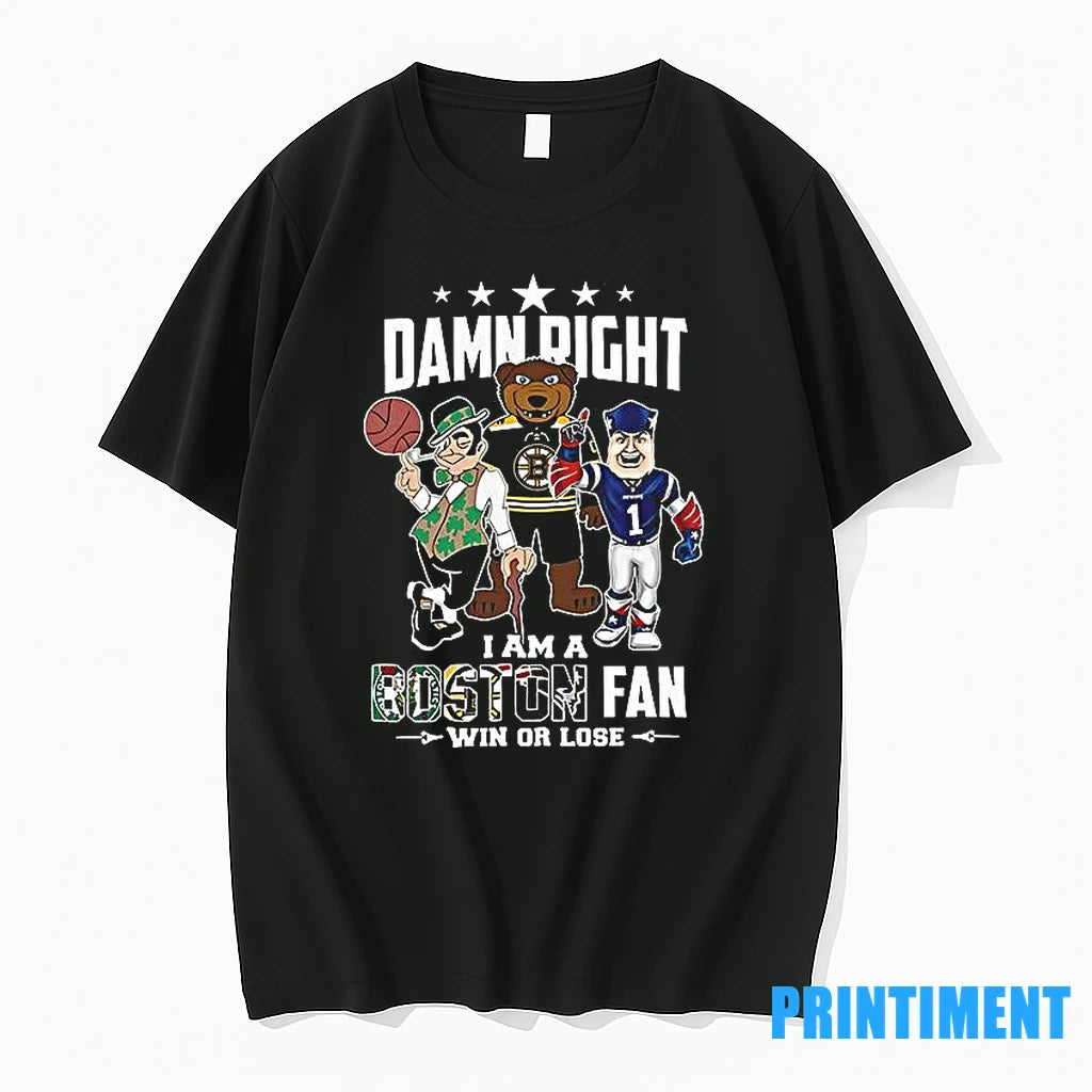 Mascot Damn Right I Am A Boston Fan Win Or Lose Tshirts Sweater