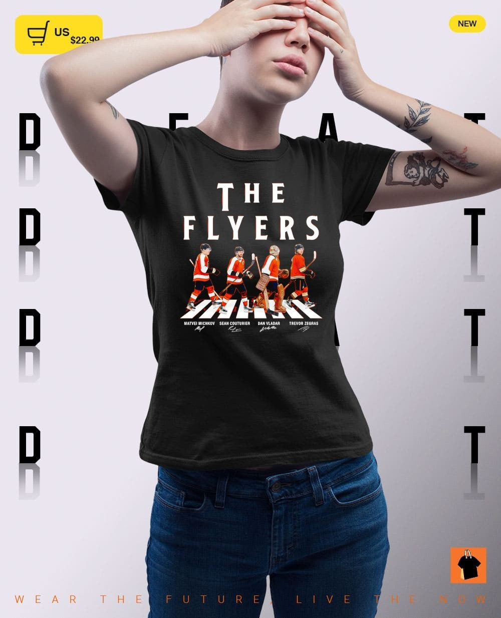 Matvei Michkov Sean Couturier Dan Vladar Trevor Zegras Philadelphia Flyers Abbey Road signatures shirt