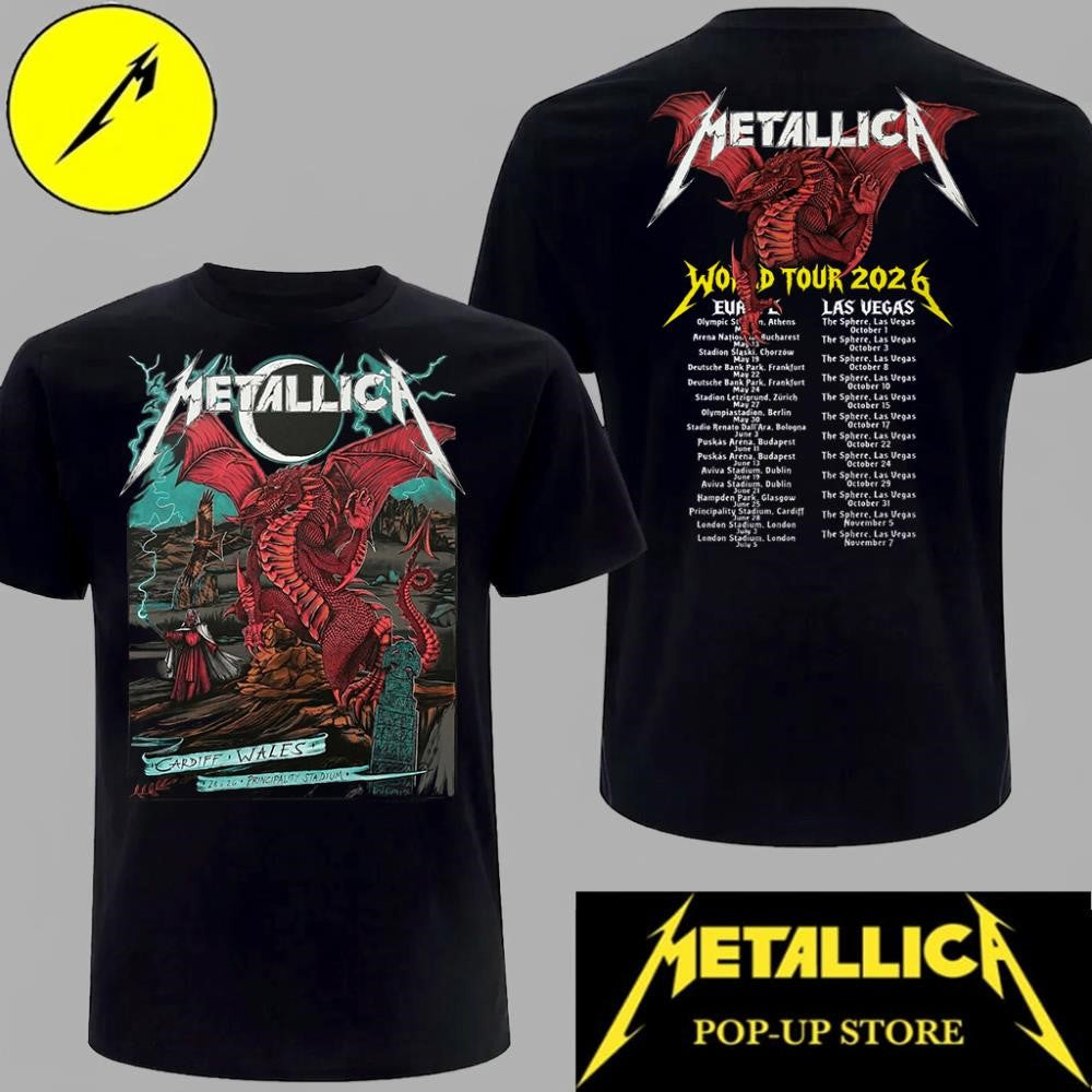 Metallica Live in Cardiff 2026 Dragon Edition Concert Merch
