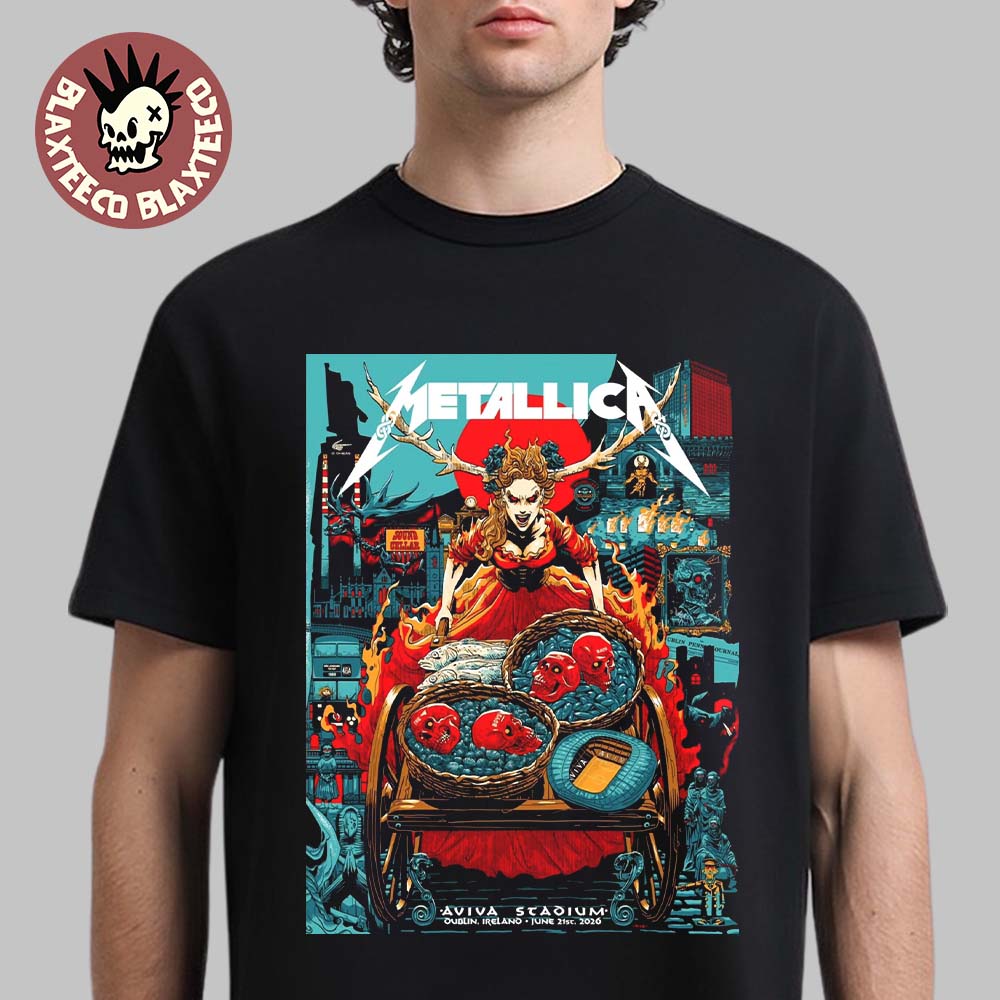 Metallica M72 Dublin Ireland 2026 Night 2 Venue Poster At Aviva Stadium On June 21 2026 T-Shirt
