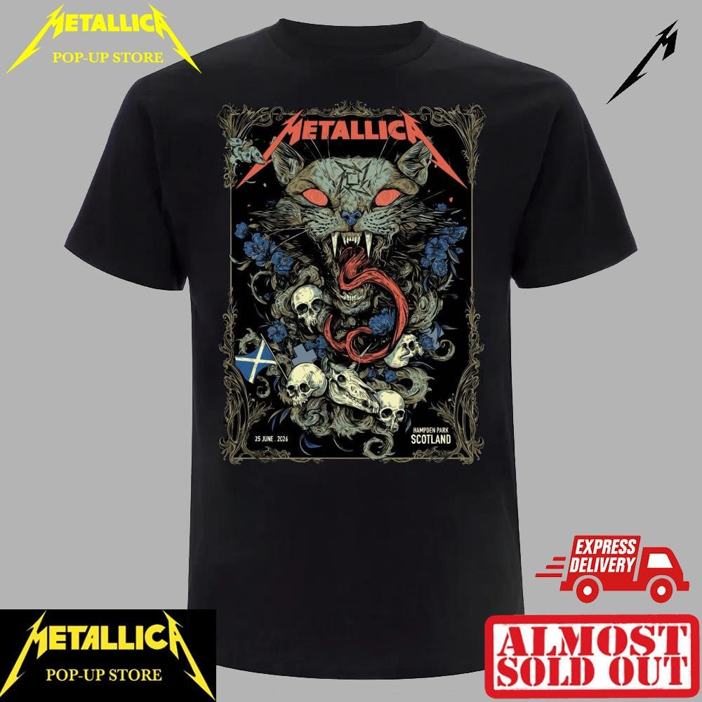 Metallica M72 Glasgow 2026 Pop Up Shop Heavy Metal T-Shirt – Hampden Park Scotland June 25 2026 – Art By Michelle KamMei Harvey