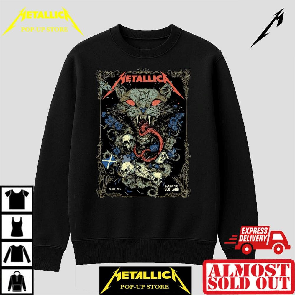 Metallica M72 Glasgow 2026 Pop Up Shop Heavy Metal T-Shirt – Hampden Park Scotland June 25 2026 – Art By Michelle KamMei Harvey