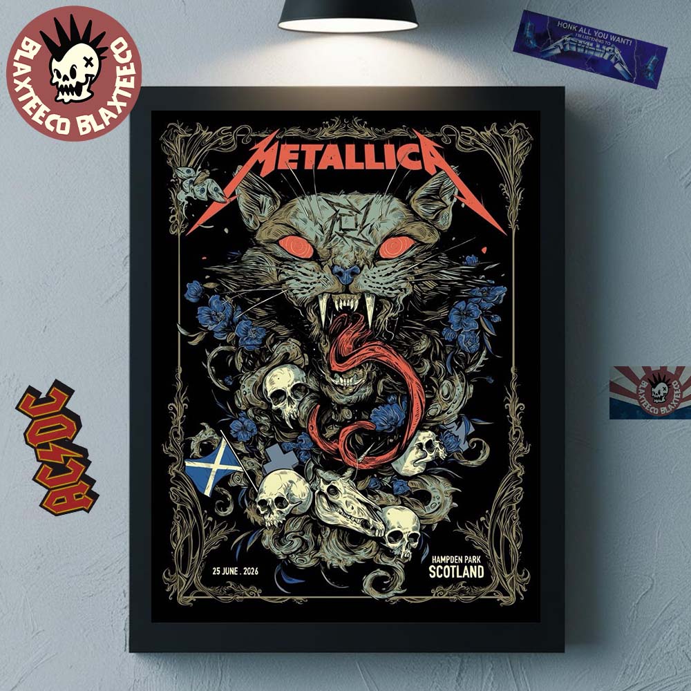 Metallica M72 Glasgow Scotland 2026 Venue Poster At Hampden Park On 25 June 2026 The Wild Cat Art Home Decor Poster Canvas