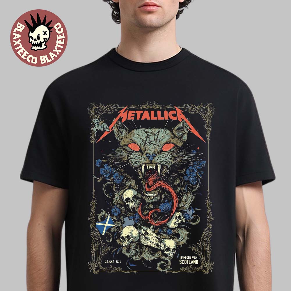 Metallica M72 Glasgow Scotland 2026 Venue Poster At Hampden Park On 25 June 2026 The Wild Cat Art T-Shirt