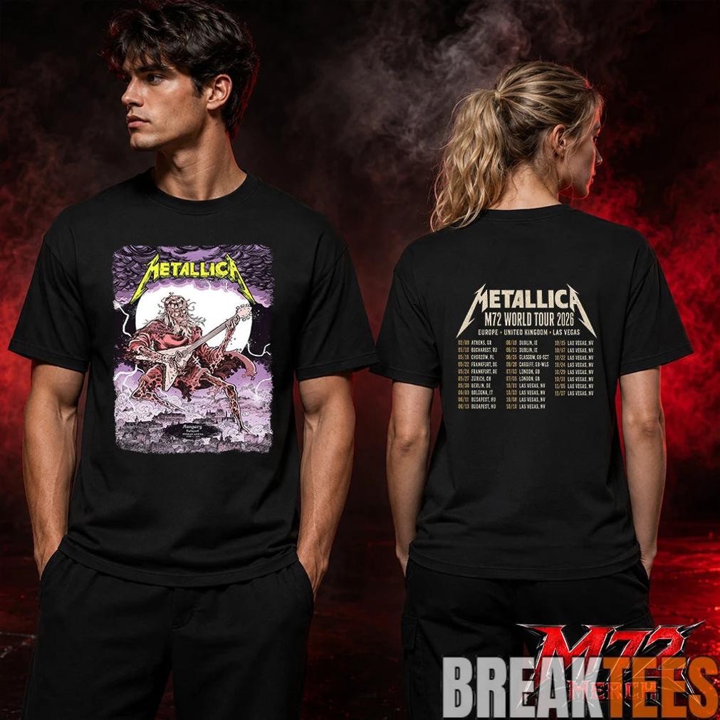 Metallica M72 World Tour June 11 2026 At Puskás Aréna Budapest Hungary Undead Lute Storm Two Sided T-Shirt