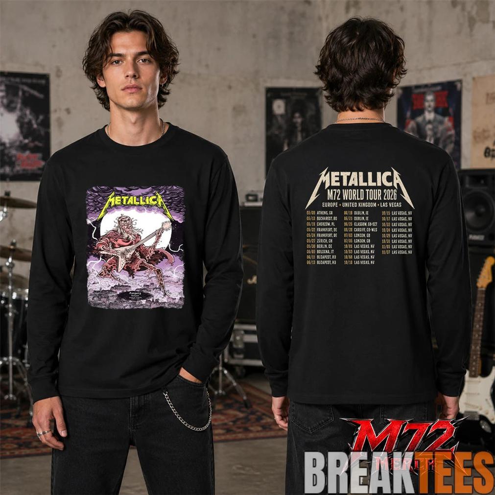 Metallica M72 World Tour June 11 2026 At Puskás Aréna Budapest Hungary Undead Lute Storm Two Sided T-Shirt
