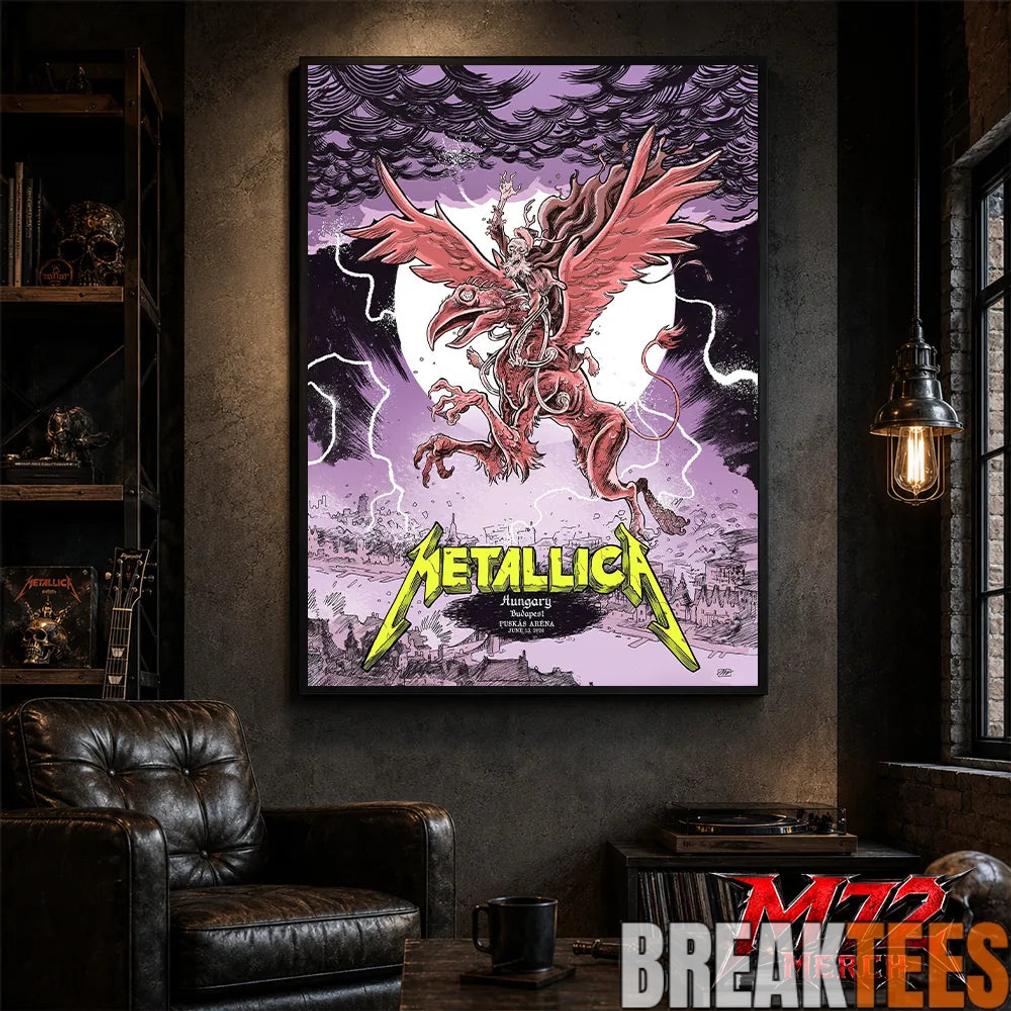 Metallica M72 World Tour June 13 2026 At Puskás Aréna Budapest Hungary Winged Beast Storm Poster Canvas