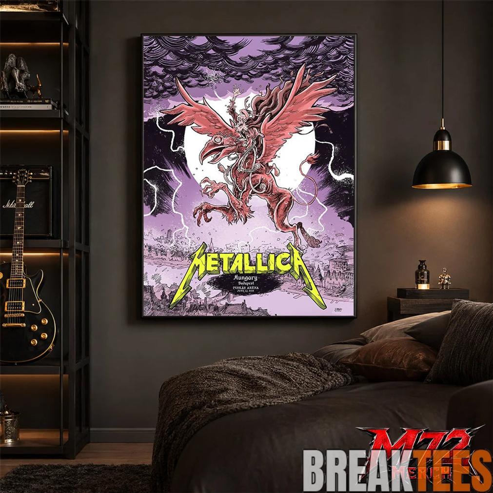 Metallica M72 World Tour June 13 2026 At Puskás Aréna Budapest Hungary Winged Beast Storm Poster Canvas