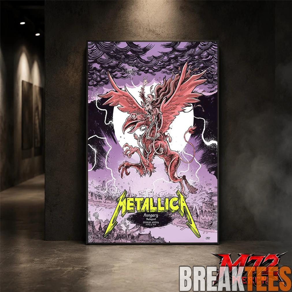 Metallica M72 World Tour June 13 2026 At Pusks Arna Budapest Hungary Winged Beast Storm Poster Canvas