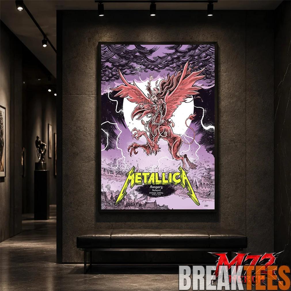 Metallica M72 World Tour June 13 2026 At Pusks Arna Budapest Hungary Winged Beast Storm Poster Canvas