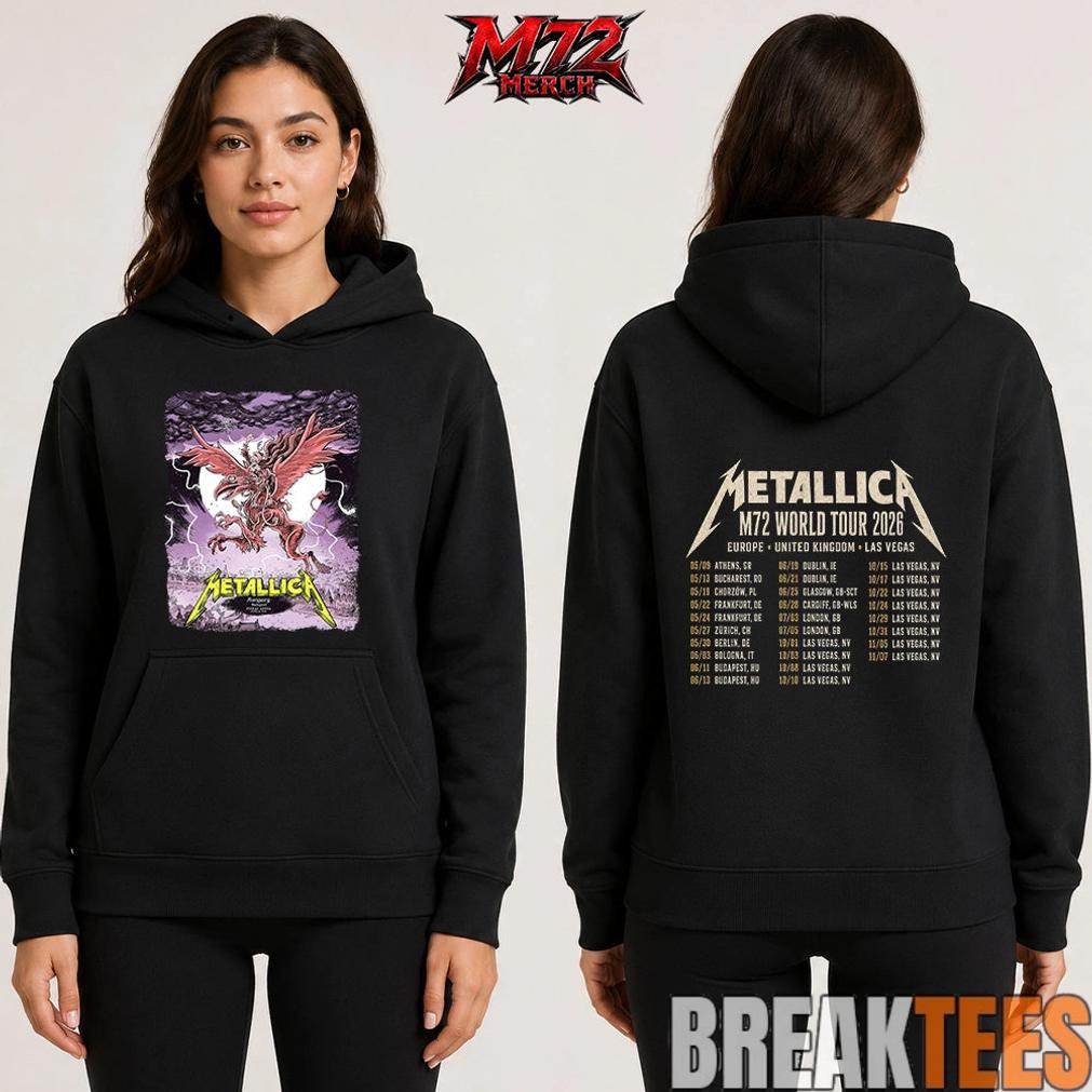 Metallica M72 World Tour June 13 2026 At Puskás Aréna Budapest Hungary Winged Beast Storm Two Sided T-Shirt