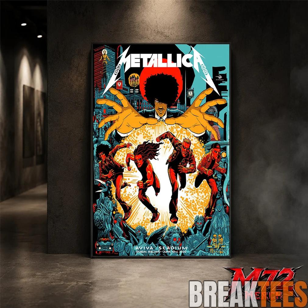 Metallica M72 World Tour June 19 2026 At Aviva Stadium Dublin Ireland Chase Scene Artwork Poster Canvas