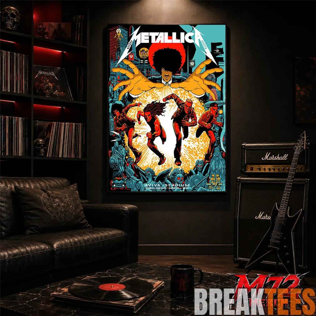 Metallica M72 World Tour June 19 2026 At Aviva Stadium Dublin Ireland Chase Scene Artwork Poster Canvas