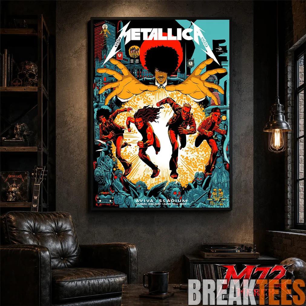 Metallica M72 World Tour June 19 2026 At Aviva Stadium Dublin Ireland Chase Scene Artwork Poster Canvas