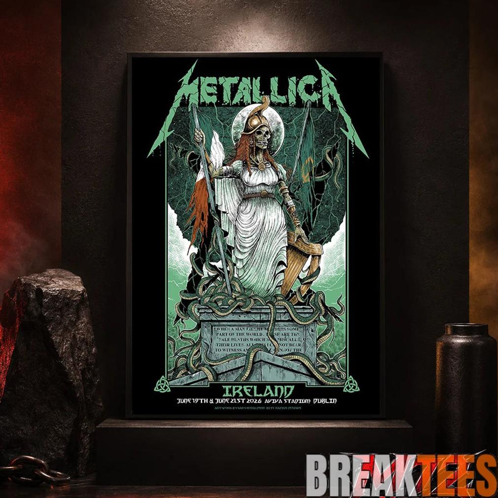 Metallica M72 World Tour June 19 And June 21 2026 At Aviva Stadium Dublin Ireland Skeleton Warrior Artwork By Gary Ronaldson Poster Canvas