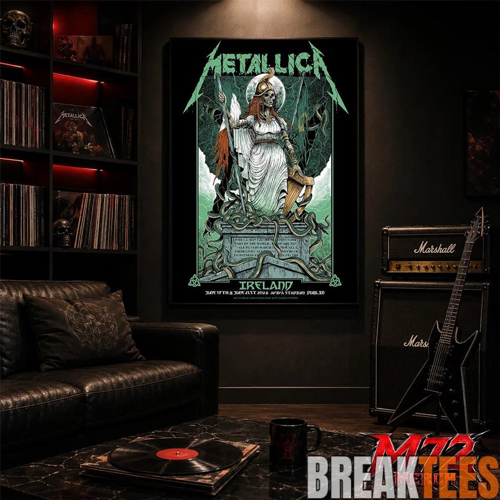 Metallica M72 World Tour June 19 And June 21 2026 At Aviva Stadium Dublin Ireland Skeleton Warrior Artwork By Gary Ronaldson Poster Canvas