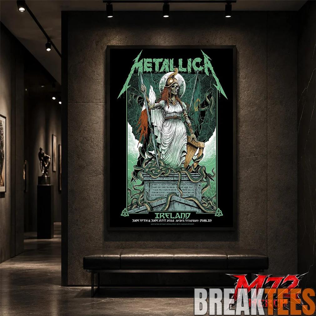 Metallica M72 World Tour June 19 And June 21 2026 At Aviva Stadium Dublin Ireland Skeleton Warrior Artwork By Gary Ronaldson Poster Canvas