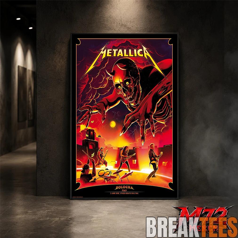 Metallica M72 World Tour June 3 2026 At Stadio Renato DallAra Bologna Italy Demon Stage Artwork By Nino Cammarata Poster Canvas