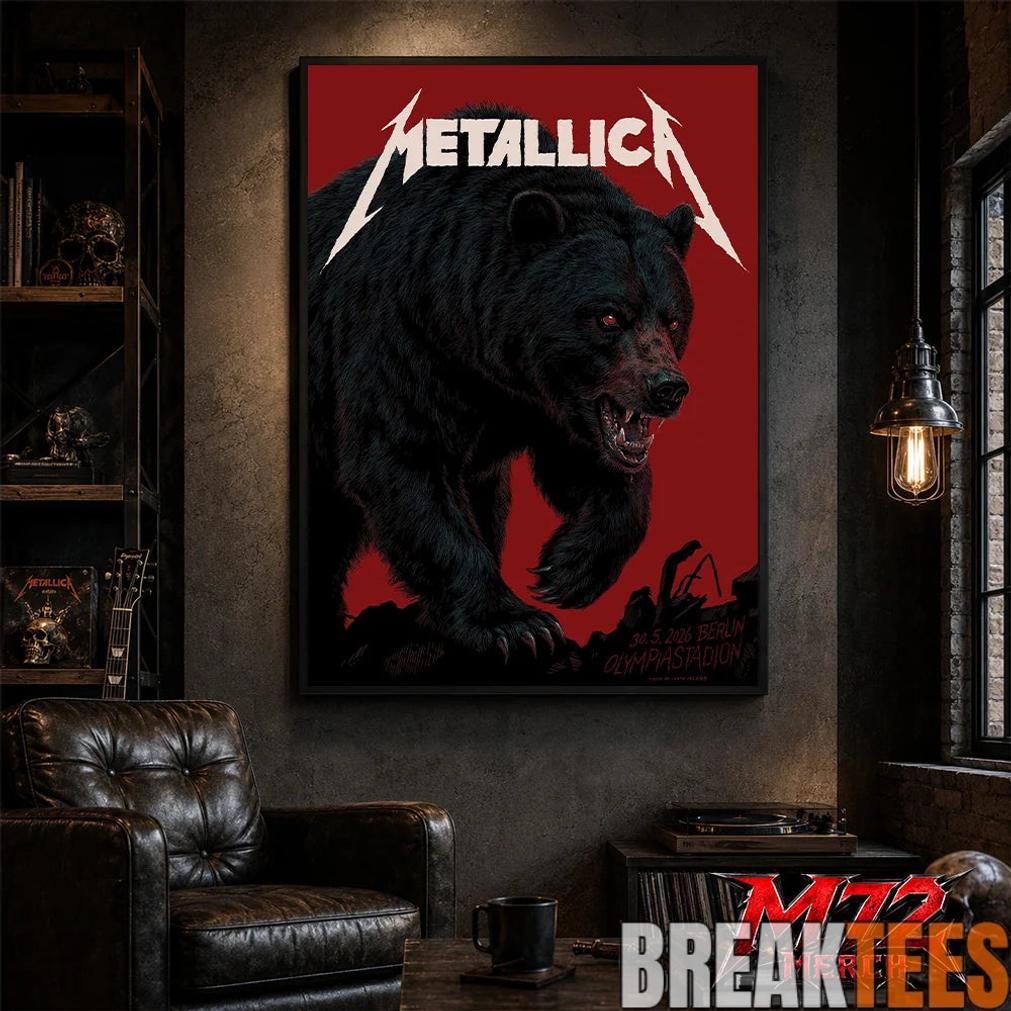 Metallica M72 World Tour May 30 2026 At Olympiastadion Berlin Germany Black Bear Artwork By JantaIsland Poster Canvas