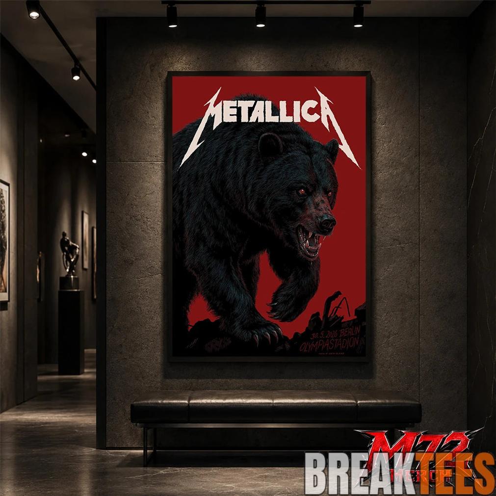 Metallica M72 World Tour May 30 2026 At Olympiastadion Berlin Germany Black Bear Artwork By JantaIsland Poster Canvas